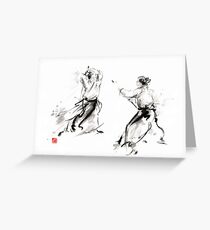 Aikido enso circle martial arts sumi-e original ink painting artwork Greeting Card