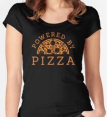 Angetrieben durch Pizza Tailliertes Rundhals-Shirt