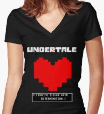 Undertale: Filled with DETERMINATION Women's Fitted V-Neck T-Shirt