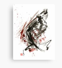 Samurai ronin wild fury bushi bushido martial arts sumi-e original ink painting artwork Canvas Print