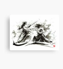 Samurai sword bushido katana martial arts budo sumi-e original ink painting artwork Canvas Print