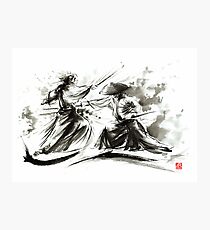 Samurai sword bushido katana martial arts budo sumi-e original ink painting artwork Photographic Print