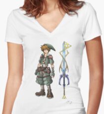 Kingdom Hearts: Legend of Zelda Women's Fitted V-Neck T-Shirt