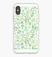 Eco symbols line art pattern iPhone Case