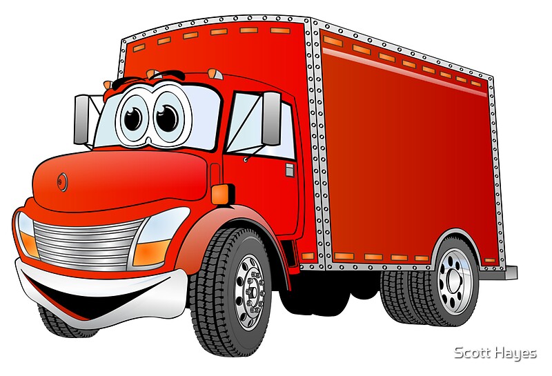 "Box Truck Red Cartoon" by Graphxpro | Redbubble