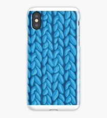 Blue knit sweater fabric pattern iPhone Case/Skin