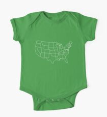 Kids Vintage U.S. Map Tshirt - Hand Illustrated One Piece - Short Sleeve