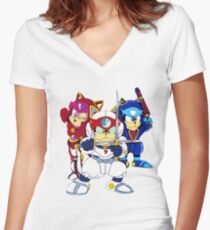 Samurai Pizza Cats - Group Color Women's Fitted V-Neck T-Shirt