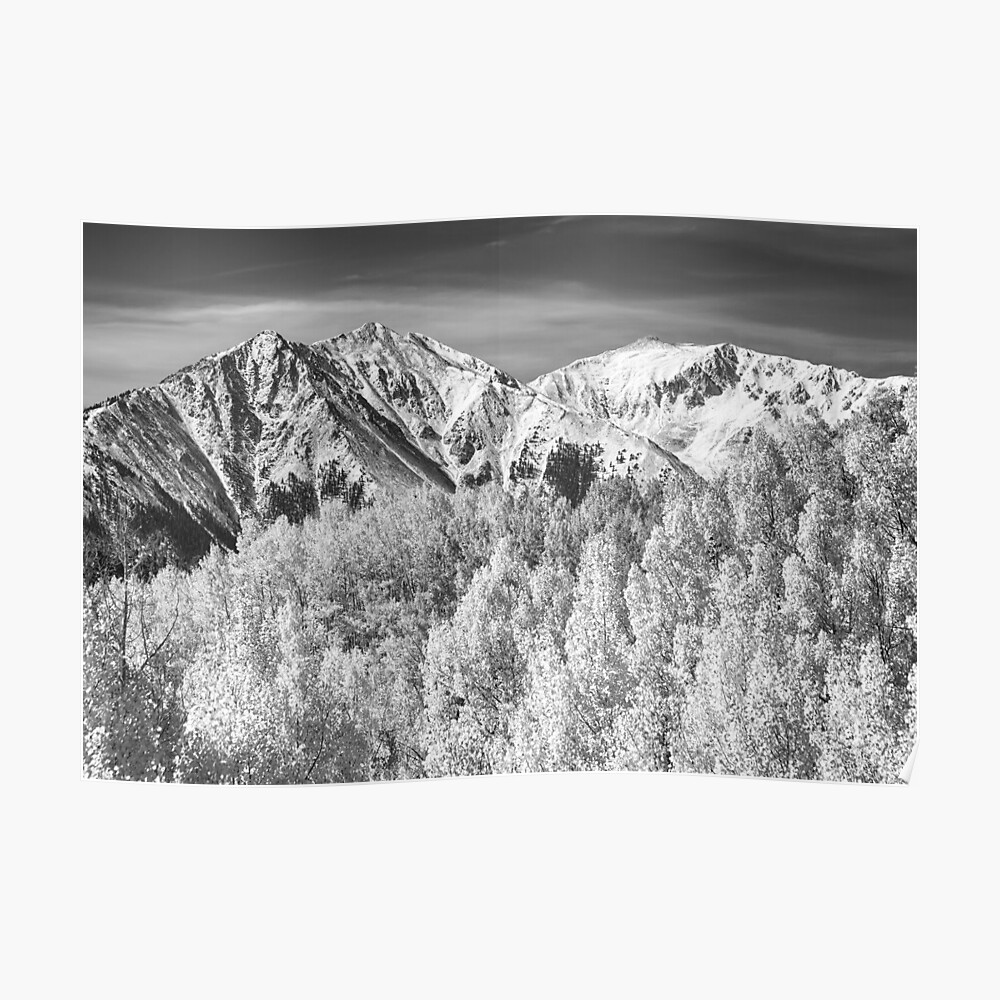 Colorado Rocky Mountain Autumn Magic Black and White Poster