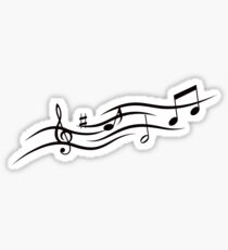 Flowing music design with musical notes and treble clef Sticker