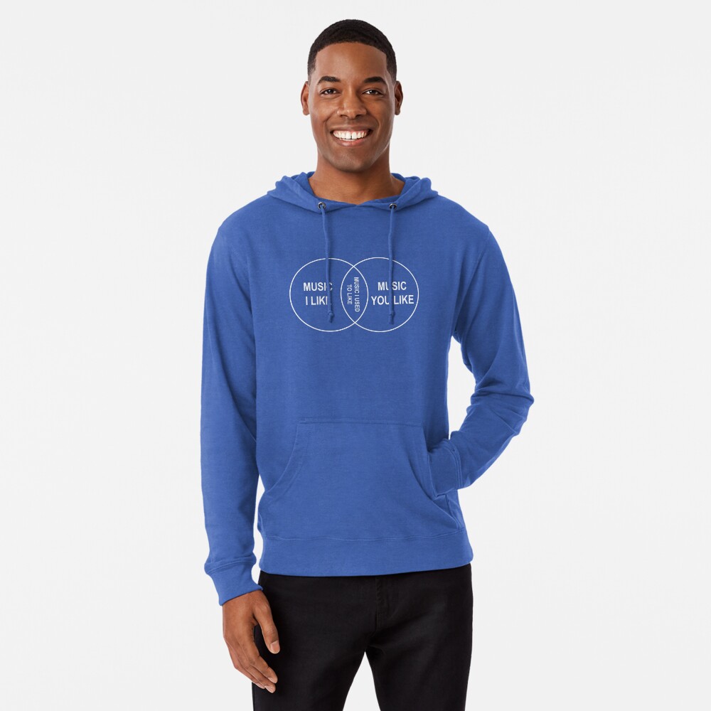music you like music i like music i used to like venn diagram lightweight hoodie venn diagram music i like music you like