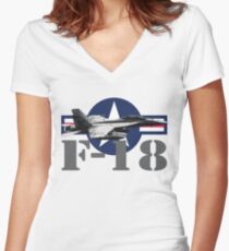 F-18 Super Hornet Women's Fitted V-Neck T-Shirt