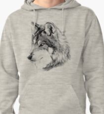 Wolf Face. Majestic Wolf Gazes Into The Distance. Pullover Hoodie