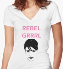 Kathleen Hanna- Rebel Grrrrl Women's Fitted V-Neck T-Shirt