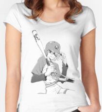 Yoshiyuki Sadamoto FLCL Haruko Women's Fitted Scoop T-Shirt