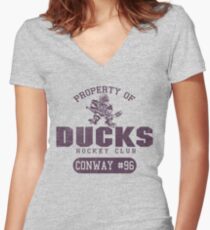 Ducks Hockey Women's Fitted V-Neck T-Shirt
