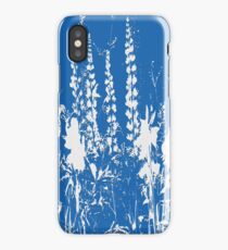 Silhoutte of Flowers in Blue and White iPhone Case