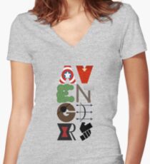 Avengers Typography Women's Fitted V-Neck T-Shirt