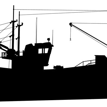 Silhouette Of A Trawler Fishing Boat Sticker