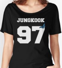 BTS- JUNGKOOK 97 Linien-Schmetterlings-Jersey Baggyfit T-Shirt