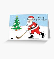 Hockey Santa Christmas Card Greeting Card