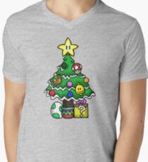 Super Mario - Pilzreich Weihnachten (alt) T-Shirt mit V-Ausschnitt für Männer