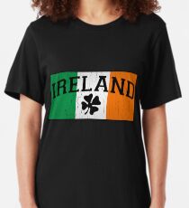 Camiseta ajustada Bandera IRLANDESA vintage (diseño angustiado)