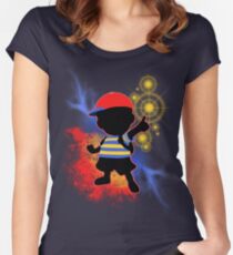 Super Smash Bros. Ness Silhouette Women's Fitted Scoop T-Shirt