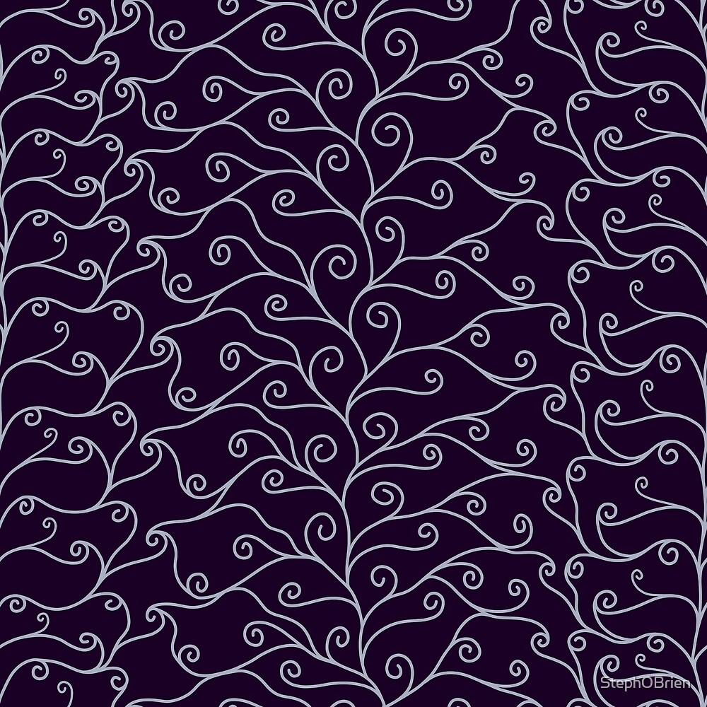 Silver Swirls, Purple Silk by StephOBrien