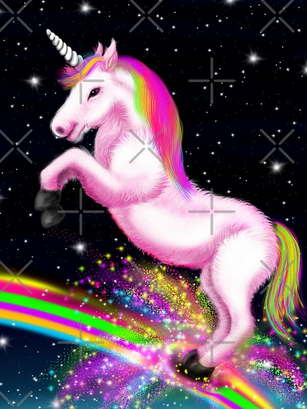 Fluffy Pink Unicorn Dancing On Rainbows By Sookiesooker Redbubble