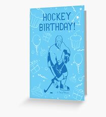 Hockey Birthday Card - Cupcakes Balloons Greeting Card
