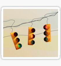 Traffic lights and sunset illustration Sticker