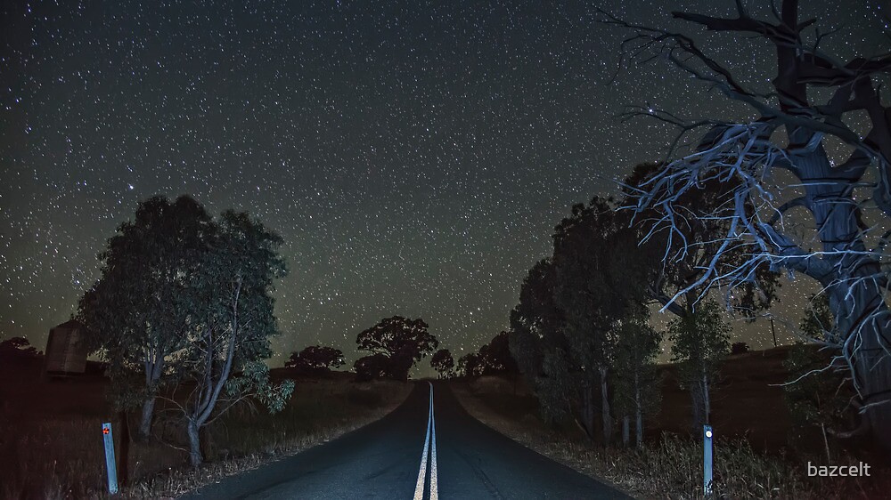 "Down the Country Road at Night" by bazcelt Redbubble