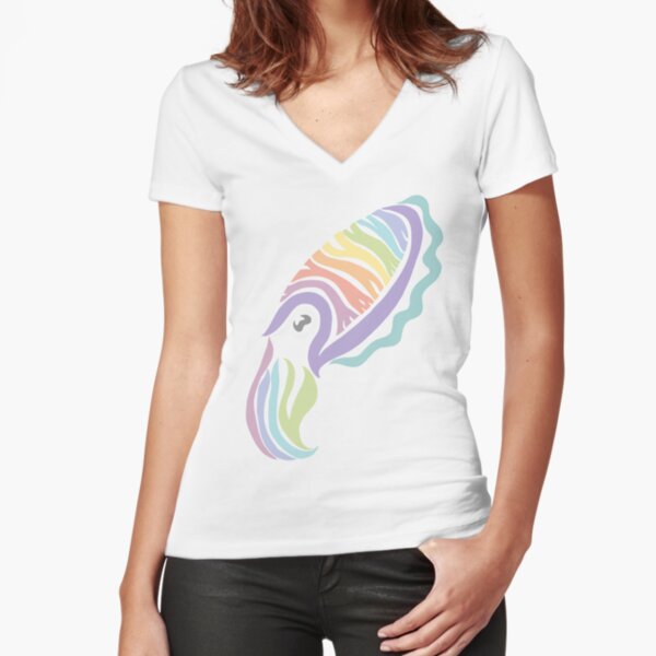 Deep-sea Pastel - Tribalish Cuttlefish Fitted V-Neck T-Shirt