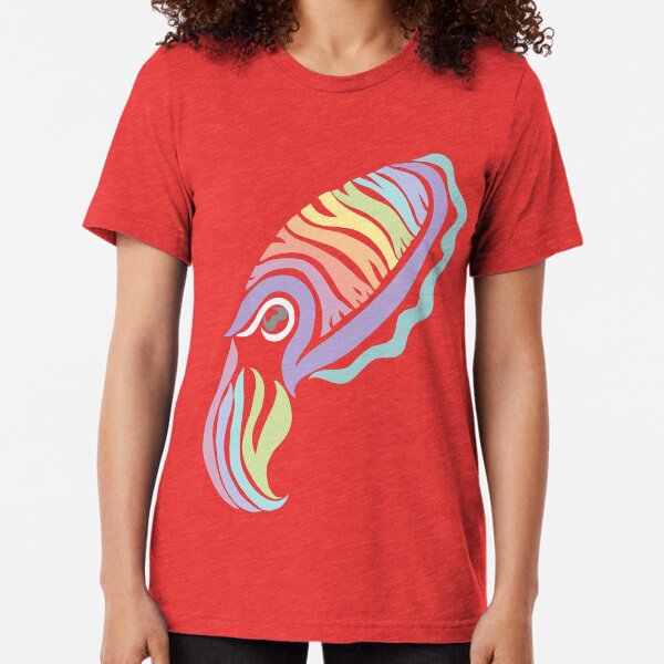 Deep-sea Pastel - Tribalish Cuttlefish Tri-blend T-Shirt