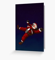 Christmas Santa Space Man Astronaut in Orbit Greeting Card