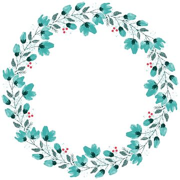 Artwork thumbnail, Wreath with blue flowers and green leaves by vectormarketnet