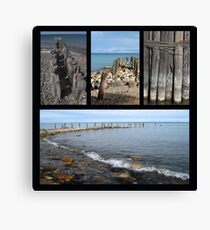 Old Pilings Collage Lake Huron and Michigan Canvas Print