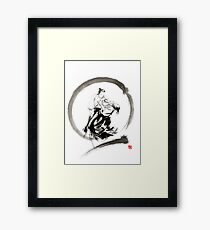 Aikido enso circle martial arts sumi-e samurai ink painting artwork Framed Print
