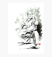 Karate martial arts kyokushinkai Masutatsu Oyama japanese kick japan ink sumi-e Photographic Print
