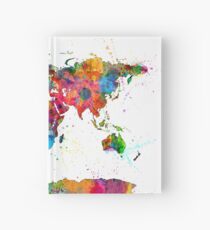 Map of the World Map Watercolor Hardcover Journal