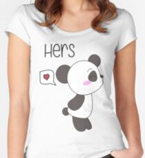 "His & Hers" Panda (Couple Shirts) Boy Version Women's Fitted Scoop T-Shirt