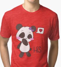 "His & Hers" Panda (Couple Shirts) Girl Version Tri-blend T-Shirt