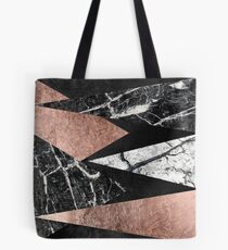 Elegant Modern Marmor, Rose Gold & Schwarz Folie Dreiecke Tote Bag