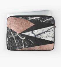 Elegant Modern Marmor, Rose Gold & Schwarz Folie Dreiecke Laptoptasche