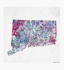 connecticut map cold colors Photographic Print