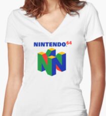 Nintendo 64 Women's Fitted V-Neck T-Shirt