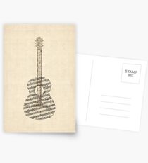 Postales Guitarra Acústica Old Sheet Music