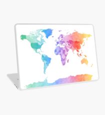 Watercolor Map of the World Map Laptop Skin