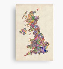 Great Britain UK City Text Map Canvas Print